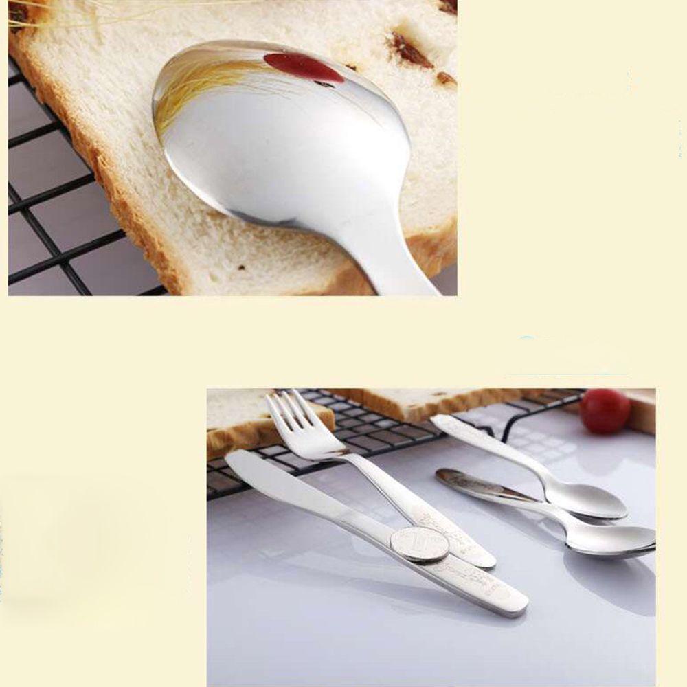 KUNHEV Bộ Dụng Cụ Ăn 4 Món Bằng Thép Không Gỉ In Họa Tiết Hoạt Hình Phong Cách Phương Tây Cho Bé