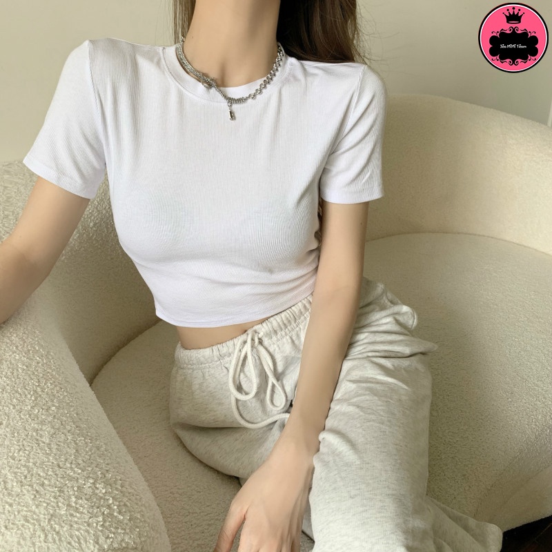 Áo Croptop Ôm Tay Ngắn Chất Thun Cotton Freesize "CROPTOP NGẮN" | BigBuy360 - bigbuy360.vn