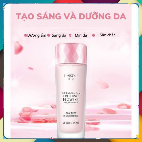 Nước Dưỡng Ẩm, Nước Dưỡng Ẩm Hoa Hồng LaiKou Dưỡng Ẩm Trắng Da Kiểm Soát Dầu Hương Hoa Tự Nhiên 125ml