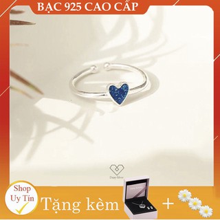 Bạc Ý Cao Cấp NHẪN TAY Bạc 925 Tim Xanh 39K - Chuỗi Shop Trang Sức Daisy Free Ship