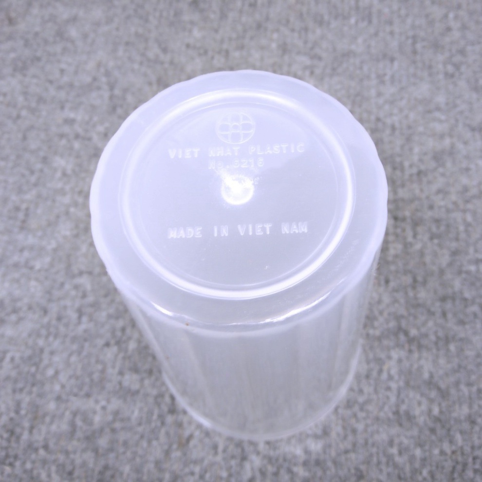 set 10 cốc nhựa sọc uống nước trắng trong, cốc nhựa Việt Nhật 6216