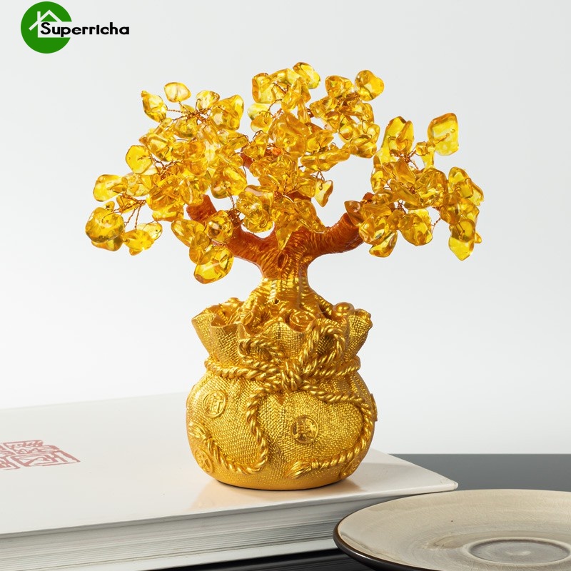 Đồ trang trí cây tài lộc bằng pha lê tự nhiên dùng trang trí nhà cửa