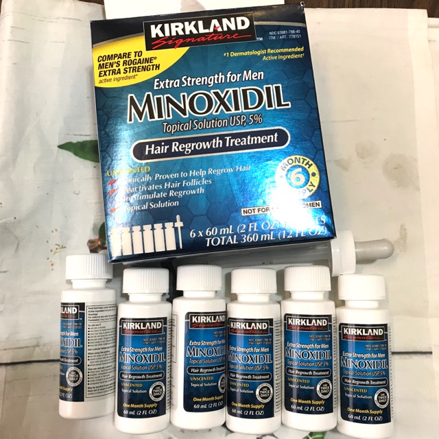 [ 6 lọ] Lọ Dung Dịch Minoxidil 5% Kirkland Của Mỹ - Thuốc Mọc Râu Tóc - Trị Hói - Dưỡng rậm Chân Mày