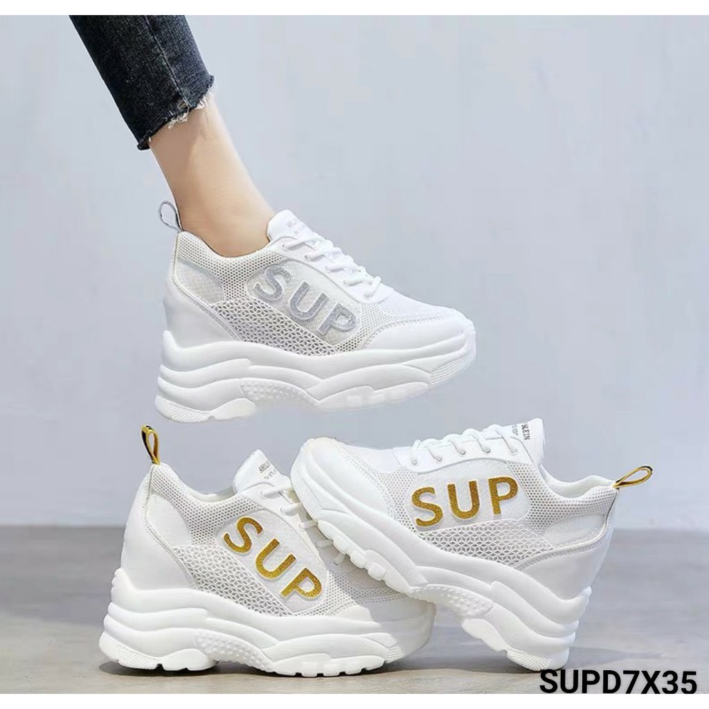 [Mã FAGREEN245 giảm 10% tối đa 30k đơn từ 99k] Giày Thể Thao Đế Cao Màu Trắng Phối Chữ M - SUP Nhũ 02 Màu 2 Cạnh Giày | BigBuy360 - bigbuy360.vn