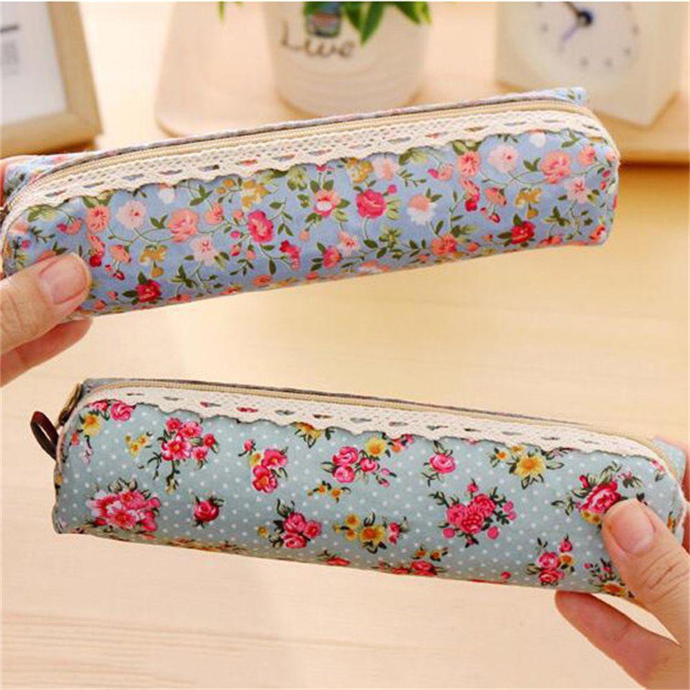 Túi Đựng Đồ Trang Điểm Mini Họa Tiết Hoa Vintage Có Khóa Kéo