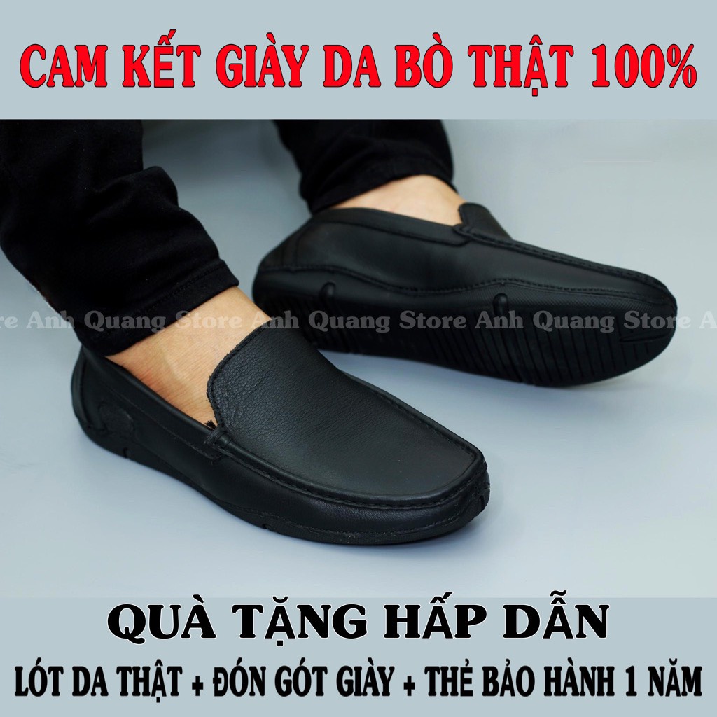 Giày lười nam cao cấp chất da bò mềm mại đế cao su khâu chỉ dù chắc chắn phong cách trẻ trung đơn giản dễ phối đồ AQ021