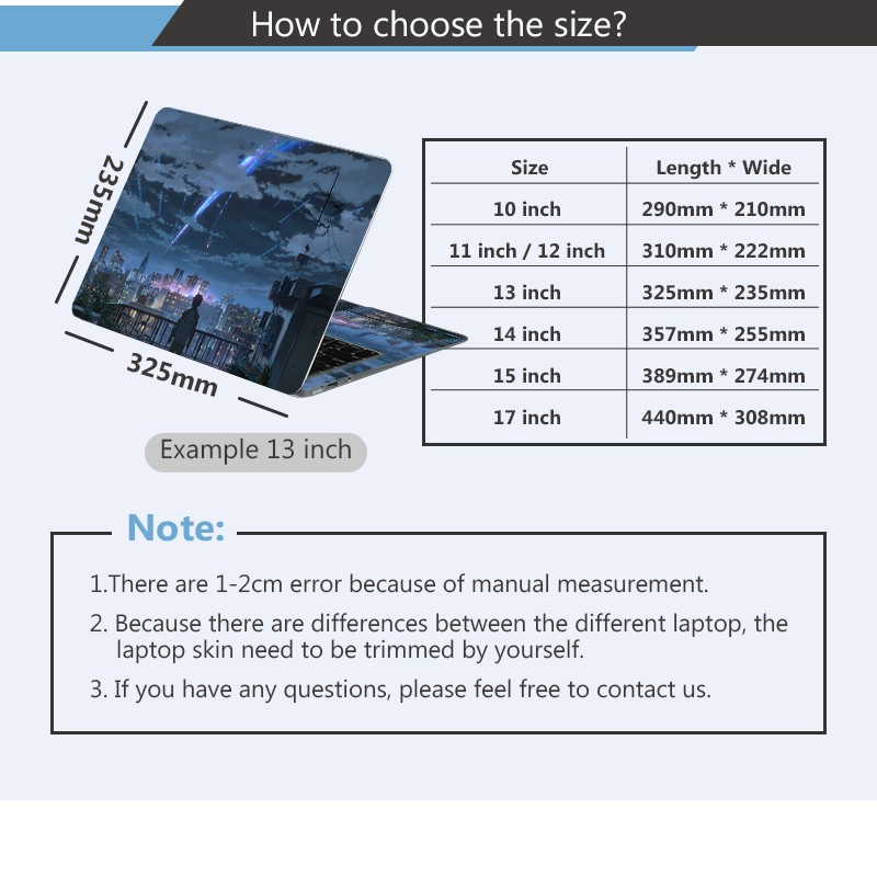 Miếng dán trang trí laptop for HP/Acer/ Dell /ASUS/ Sony/Xiaomi/Macbook hoạ tiết quang cảnh tuỳ chọn