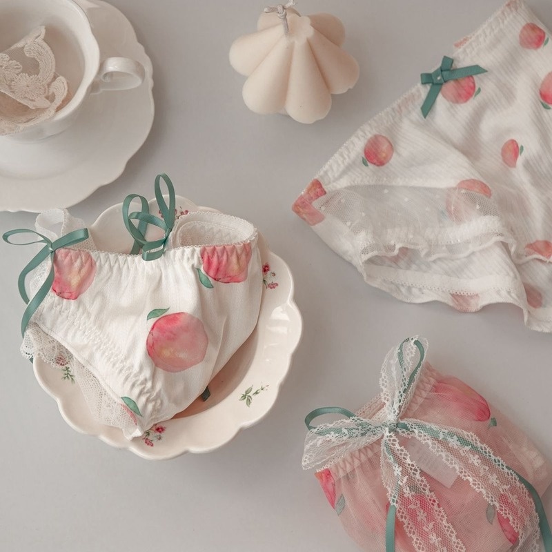 Quần lót vải Cotton phối ren kiểu Nhật Bản thiết kế dễ thương cho nữ