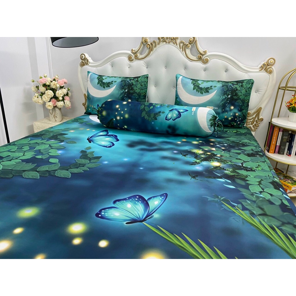 Bộ Drap gối  thun Ý 5D Cao Cấp , mát lạnh, thấm hút tốt
