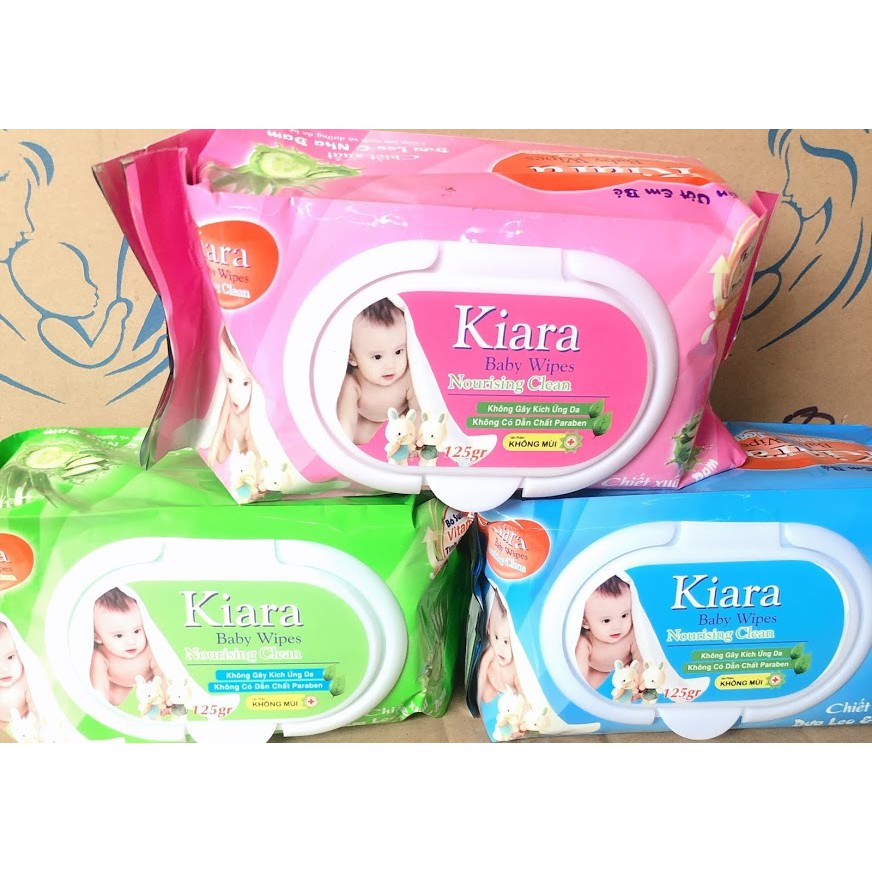 khăn giấy ướt kiara baby wipes 110 tờ không mùi