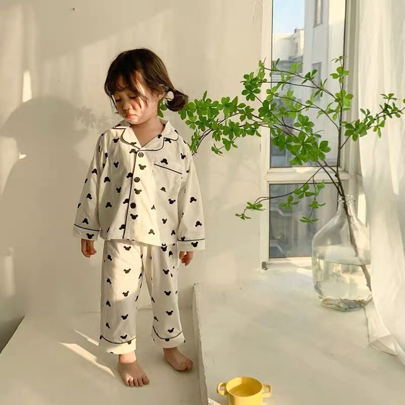 Children's pajamas spring and autumn long-sleeved princess baby girl suit children's foreign style cute cartoon cardigan