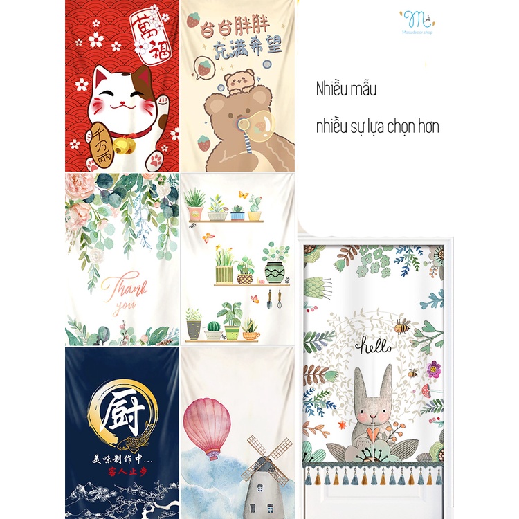 Màn cửa trang trí nhà bếp - phòng khách phong cách Nhật Bản + thanh màn