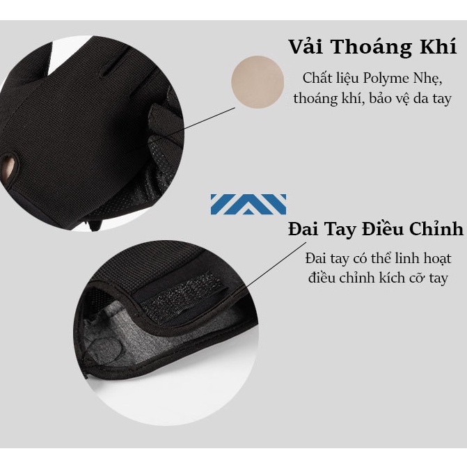Gang tay hở ngón 511, Gang tay Tập gym Đạp xe Tập thể thao, Bao tay Xe máy đi phượt