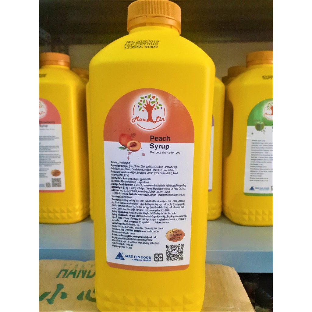 Syrup Đào MAULIN 2,5Kg - [DUNG TÍCH LỚN] - SP000375 - Nguyên liệu trà sữa HIỆP PHÁT