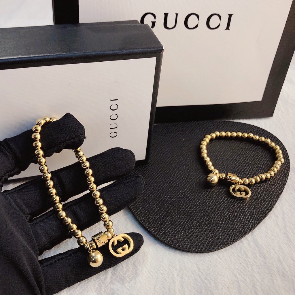 GUCCI Vòng đeo tay bằng thép titan họa tiết chữ GG thời trang thanh lịch cho nữ