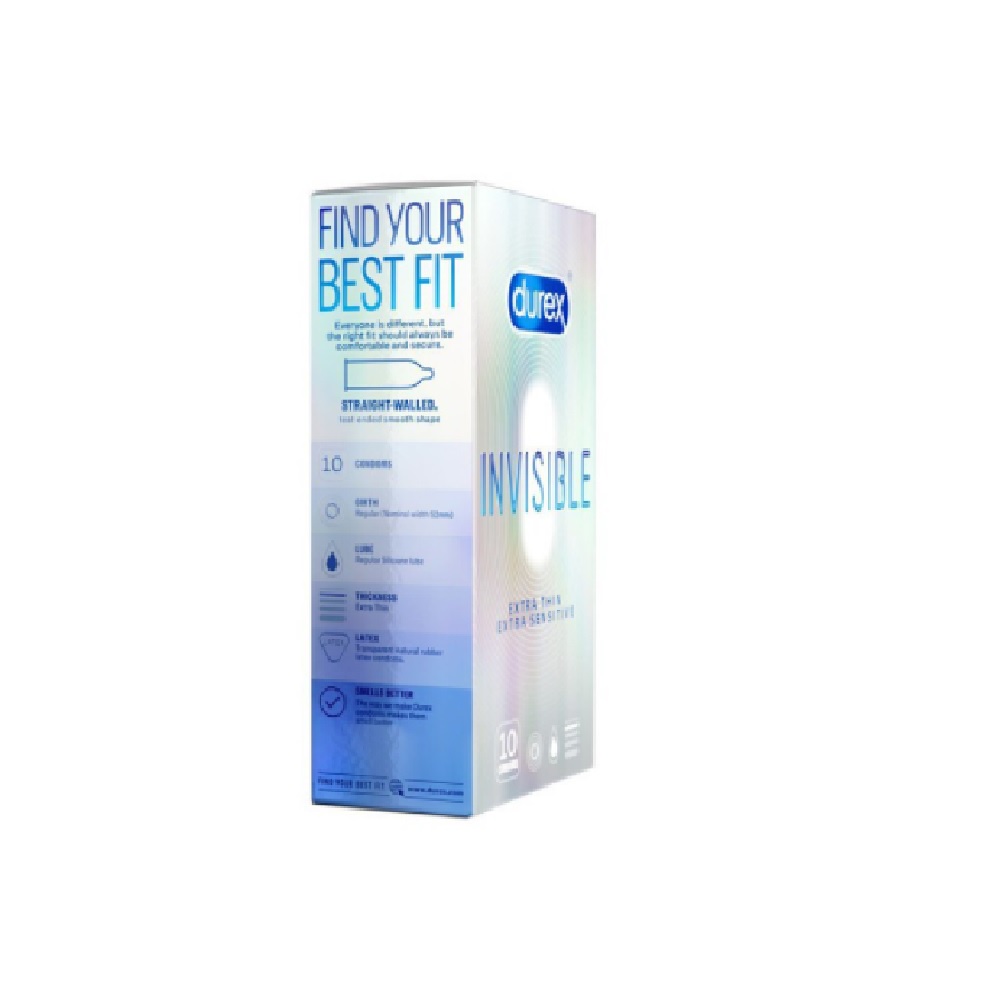 Combo bao cao su chính hãng Durex Invisible Extra Thin Extra Sensitive, bao cao su siêu mỏng nhiều gel NAMKAMY BS40