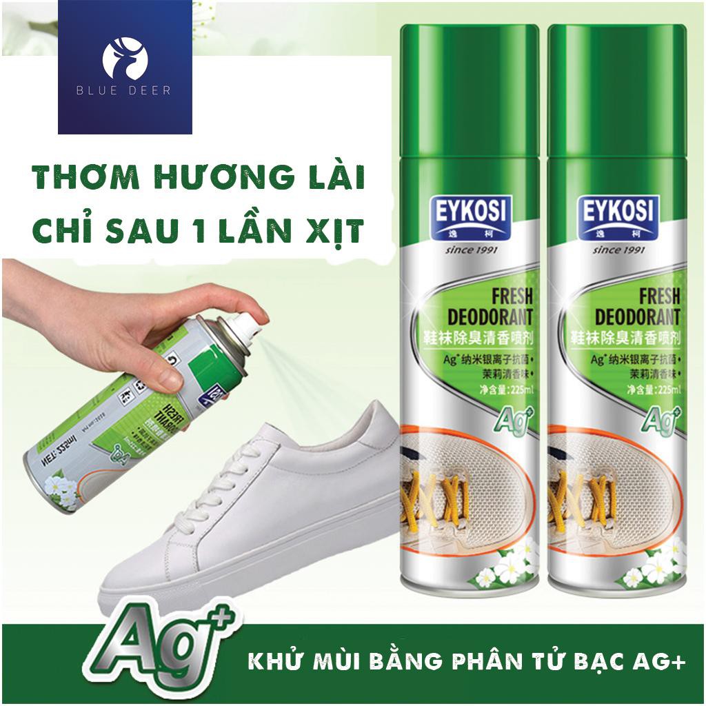 [FREESHIP 70K] Chai Xịt Khử Mùi Giày NANO Bạc Eykosi - 225ml