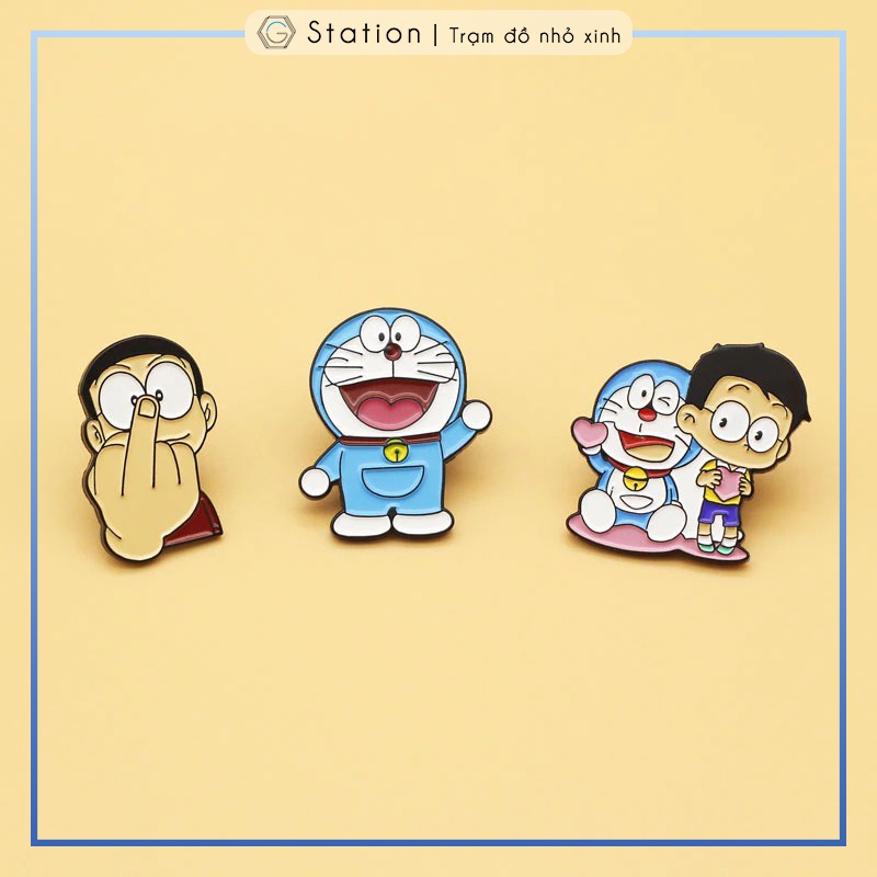 Pin cài áo Doraemon mèo máy thông minh nhân vật Doraemon Dorami Nobita Shizuka Jaian Suneo - GC111