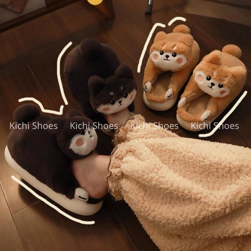 Dép cún bông ôm chân đi trong nhà dép siêu dày dặn đôi tặng người yêu dép bông mùa đông - Parti Kichi Shoes