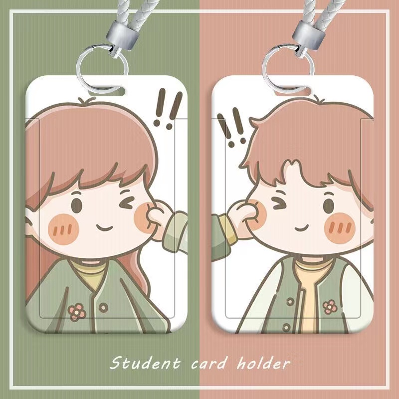 [Cois N] Set Ví Đựng Thẻ Id Thẻ Id Họa Tiết Khuôn Mặt Bé Trai Bé Gái Hoạt Hình Bảo Vệ Truy Cập Dành Cho Học Sinh Cặp Đôi
