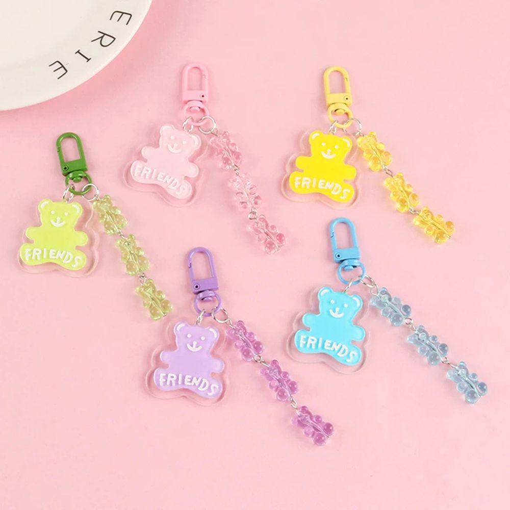 Móc Khóa Acrylic Hình Gấu Màu Kẹo Dễ Thương