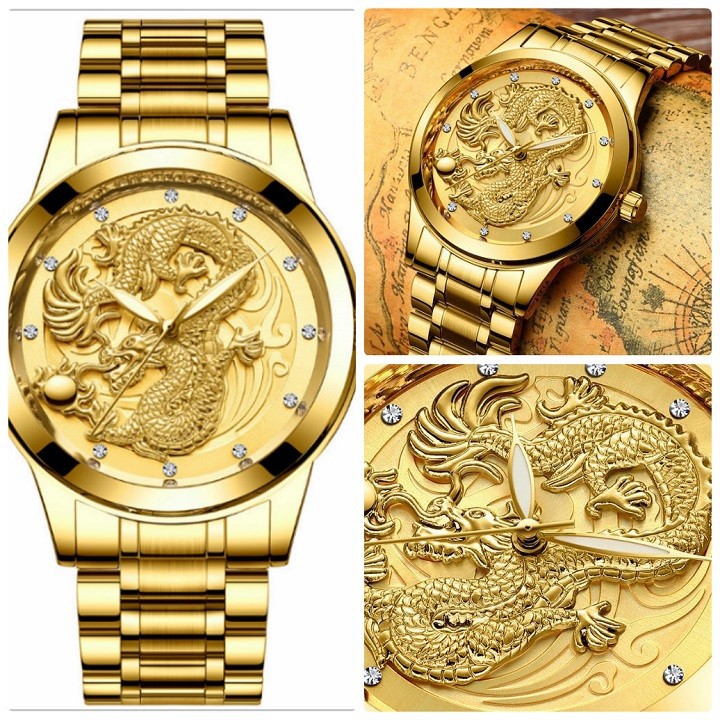 Đồng hồ nam rồng FNGEEN 3d dây thép chống nước | BigBuy360 - bigbuy360.vn