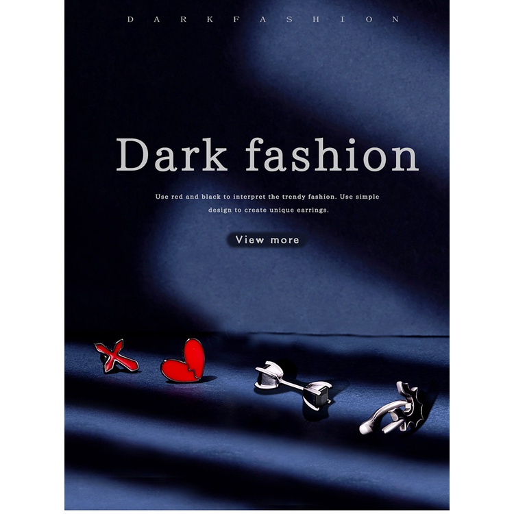 Khuyên tai BAMOER SCE1325 bạc 925 đính đá Zircon hình vuông màu đen trang sức quà tặng thời trang cho nữ