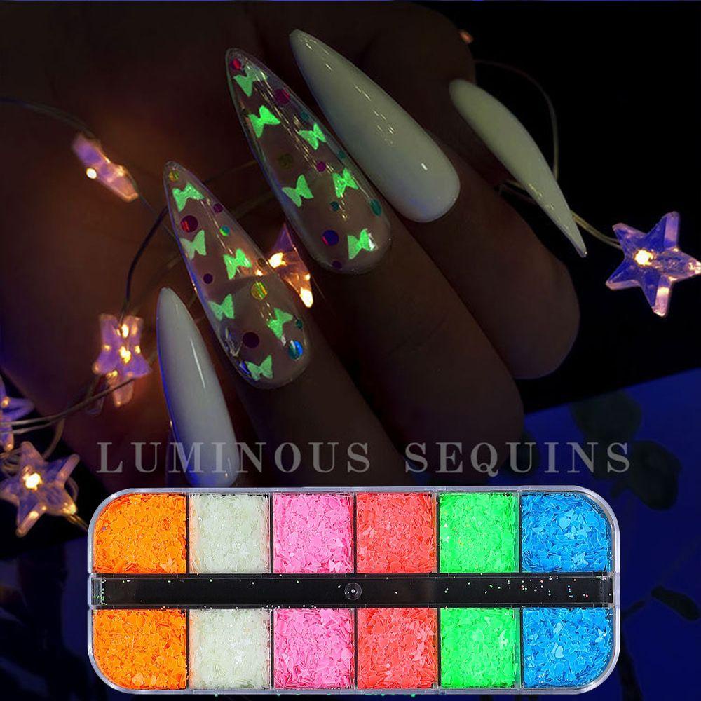 Hộp Sequin Lấp Lánh Hình Bươm Bướm Nhiều Hình Dạng Dùng Trang Trí Móng Tay