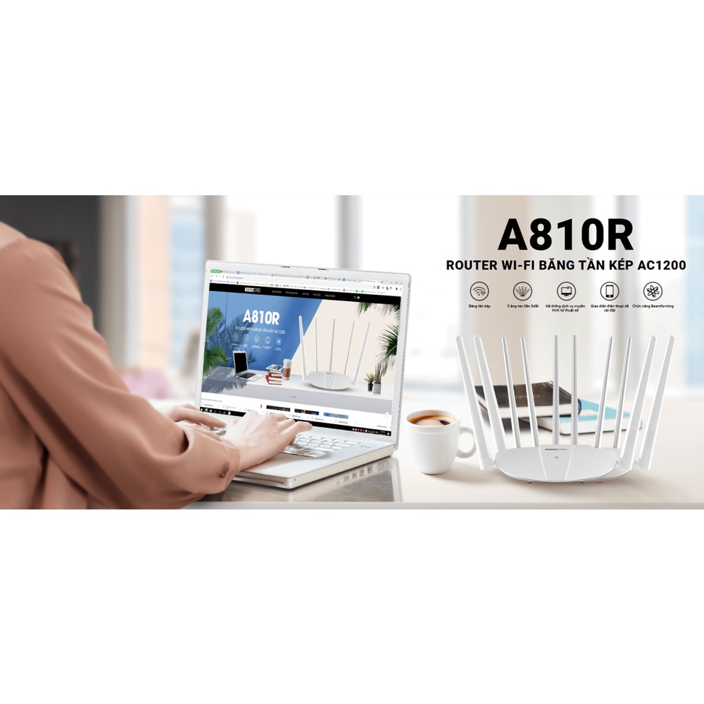 Bộ phát wifi Totolink A810R băng tần kép AC1200 cổng Gigabit -  Chế độ hoạt động Repeater, Router, AP, WISP