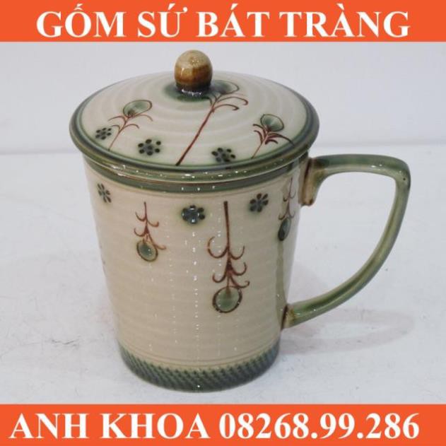 Cốc sứ có nắp đậy Bát Tràng - Gốm sứ Bát Tràng Anh Khoa