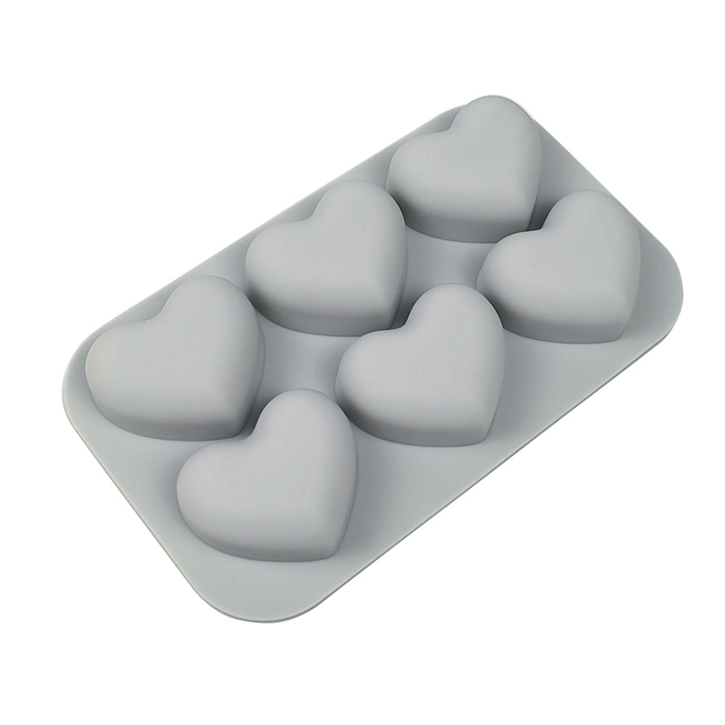 Khuôn Silicone 6 Ngăn Tạo Hình Trái Tim Trang Trí Bánh