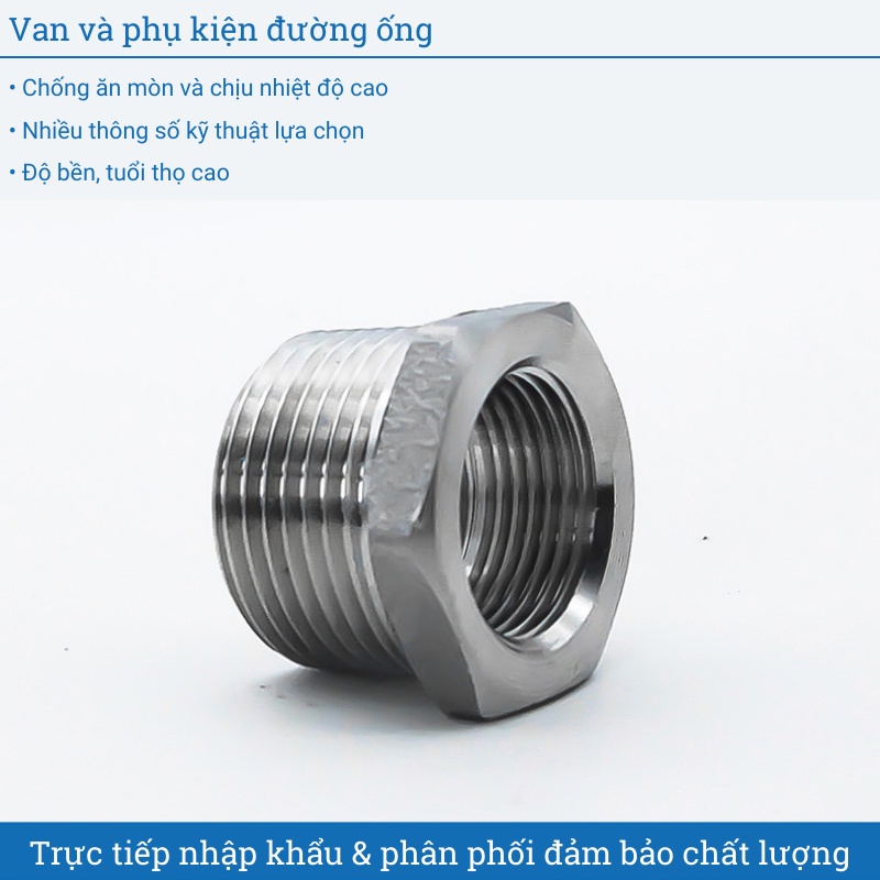 Cà rá inox 304 có nhiều kích thước lựa chọn lơ thu nối ren trong ren ngoài thay đổi kích thước nối ống nước vòi nước