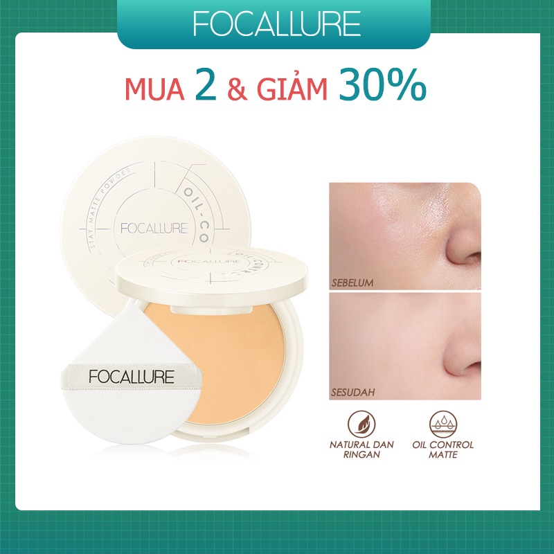 Phấn Phủ Dạng Nén Focallure Kiểm Soát Dầu Chống Nước Chống Mồ Hôi Cho Lớp Trang Điểm Bền Lâu Phai