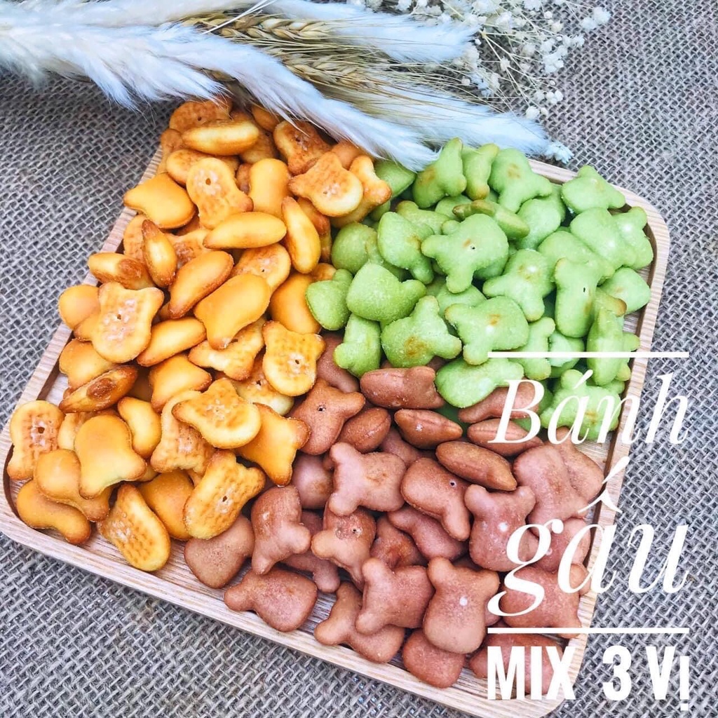 Hộp 500Gr Bánh Gấu Nhân Kem Mix 3 Vị - Thiên Hồng/Chùm Ngây/ Cafe - Date Mới