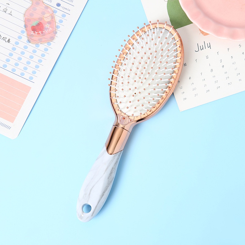 [Hàng mới về] Lược chải tóc mát xa da đầu chống rối màu vàng hồng sang trọng tiện dụng dành cho nữ