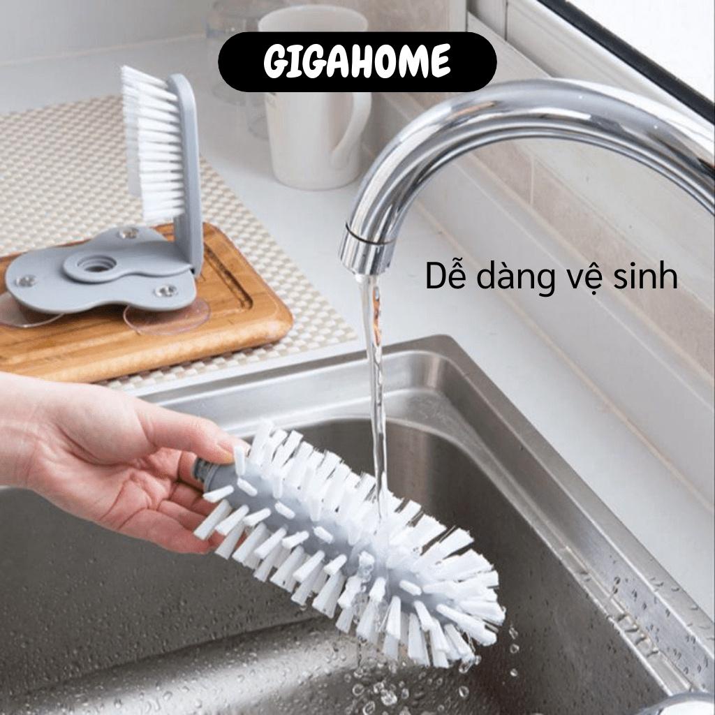 Cọ Rửa Ly GIGAHOME Bàn Chải 2 Mặt Chà Rửa Ly, Cốc, Bình Sữa Trong Ngoài Đế Hít Chân Không 7719