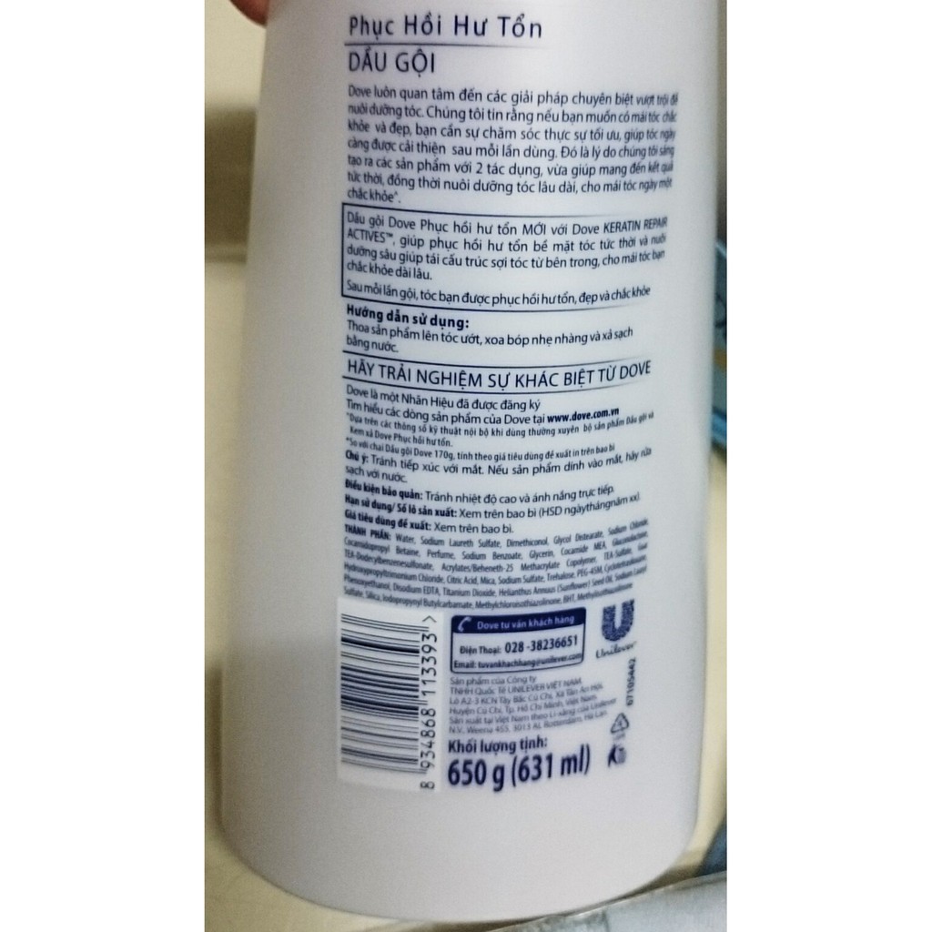Dầu gội Dove Liệu pháp tinh dầu dưỡng - 650gr & Tặng Túi Quải - Khăn Mặt