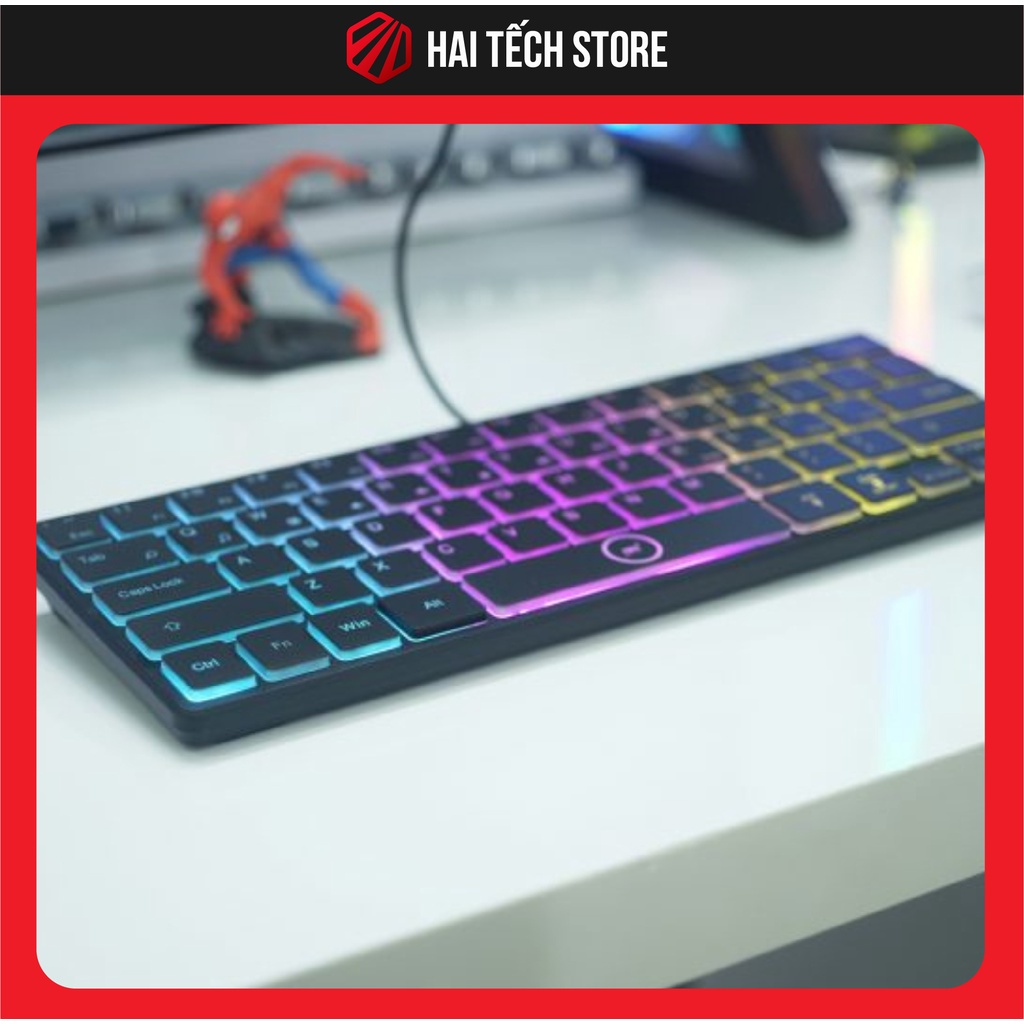 Bàn phím laptop mini GNET GK64 Led phím gọn nhẹ chính hãng, bàn phím máy tính tika 1000 có dây USB siêu bền