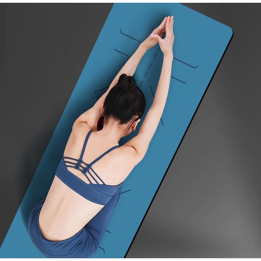 Thảm Tập Yoga Định Tuyến 5mm Cao Su PU Cao Cấp+ Túi Đựng + Dây Buộc