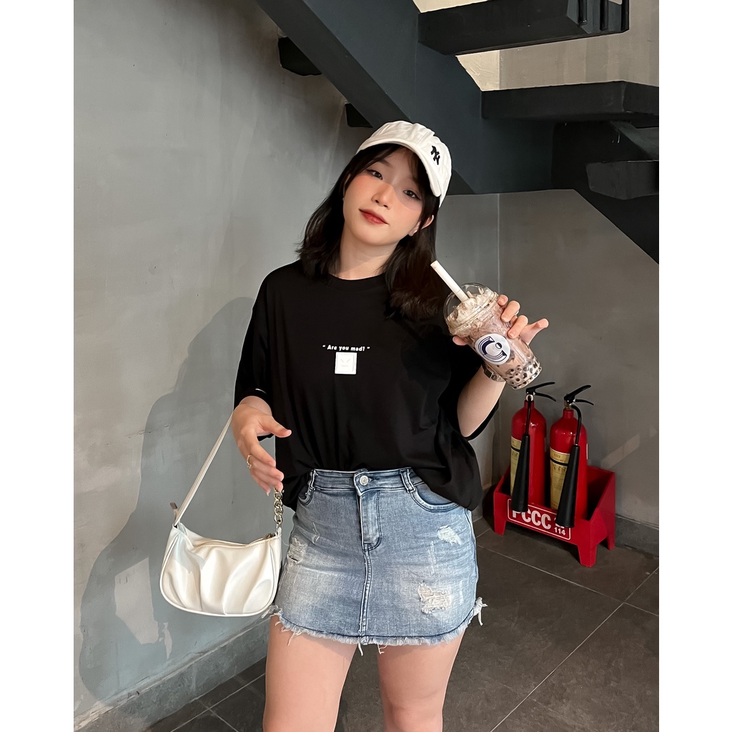 MADMIND® Chính Hãng - Áo Thun Are U Mad  Cotton Thoáng Mát - Màu Đen / Xanh Lá / Trắng Form Rộng Unisex