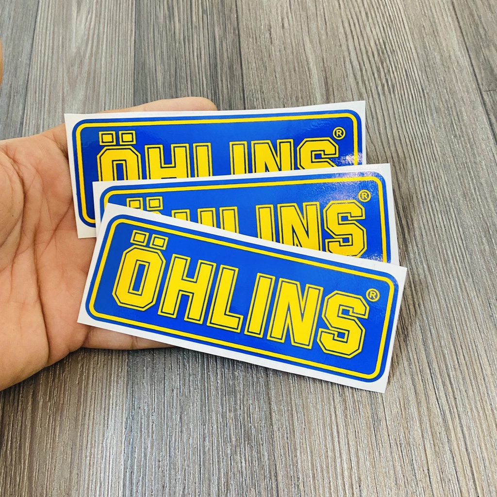 ( Kéo lụa ) Tem phuộc ohlins, tem dán bình dầu ohlins in kéo lụa  9/10 với tem zin