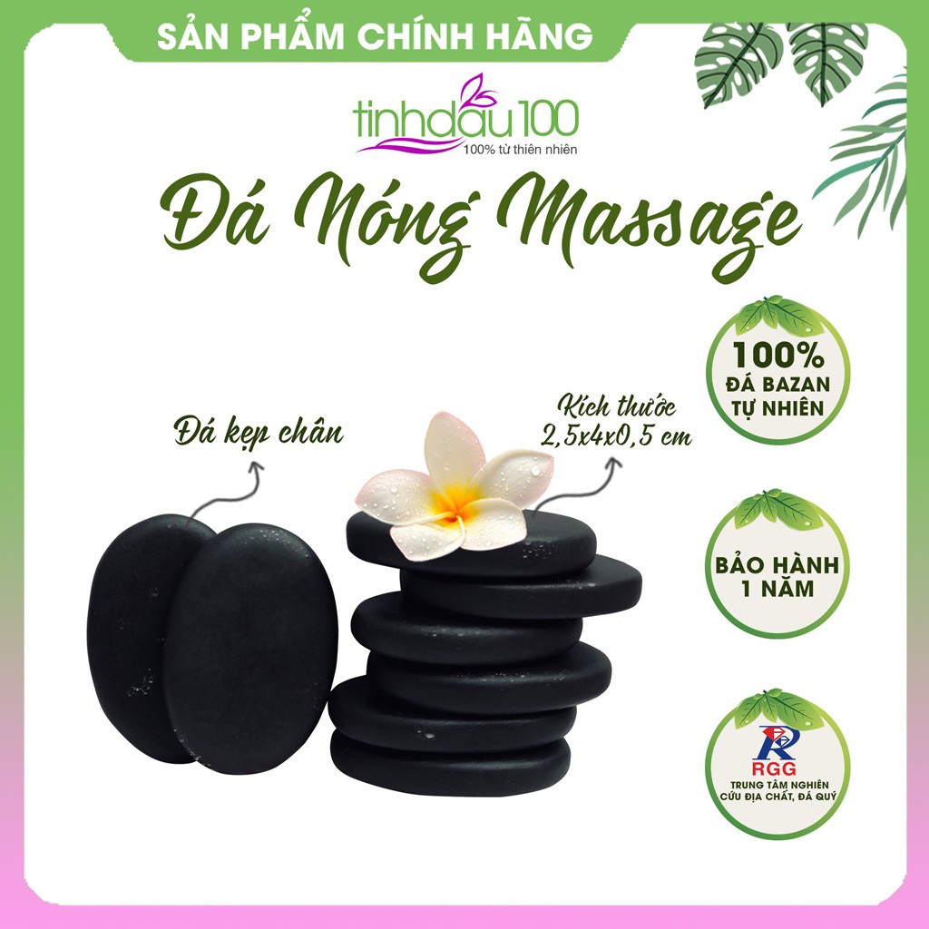 Đá kẹp chân 2.5x4x0.5cm, đá nóng massage tự nhiên đã được kiểm định. Bảo hành 01 năm Tinh Dầu 100 Shop