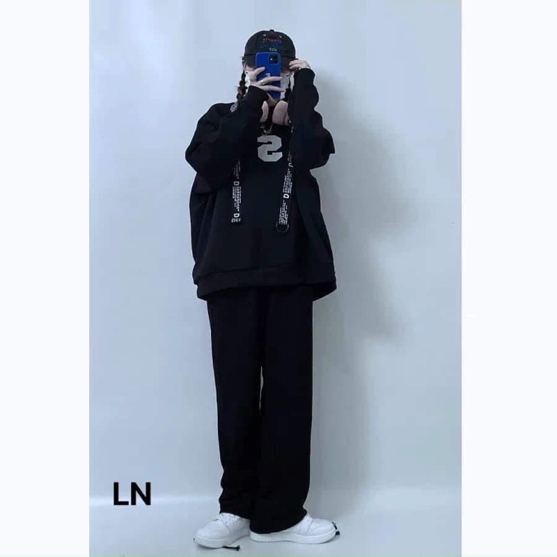 Sét áo nỉ bo chữ S +quần ống rộng dài LN12