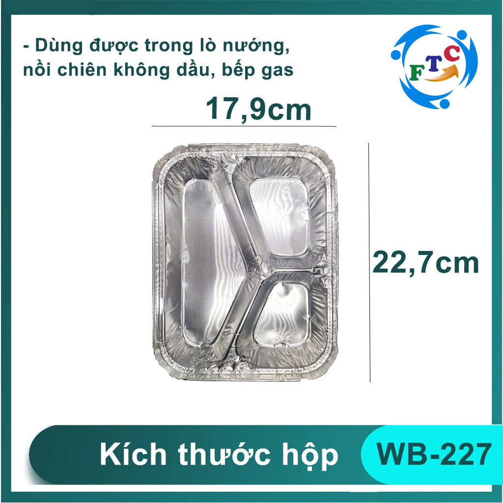 KHAY NHÔM 3 NGĂN (Khay Giấy Bạc có nắp) CAO CẤP ĐỰNG THỰC PHẨM DÙNG 1 LẦN 750ML