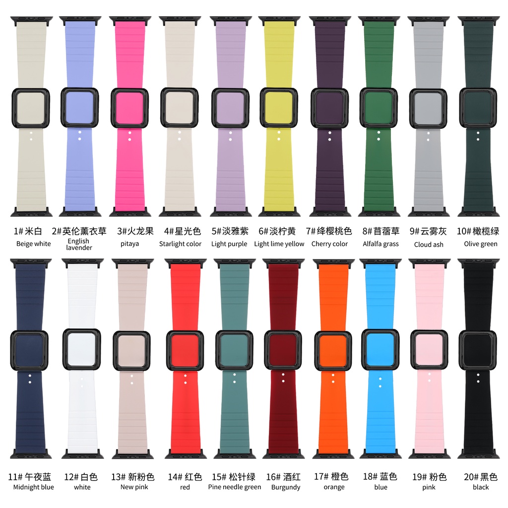 Dây Đeo Cao Su Mềm Khóa Kim Loại Từ Tính 38mm Cho Đồng Hồ A watch Series 8 7 6 5 4 3 SE 21 41mm 45mm 44mm 40mm 42mm