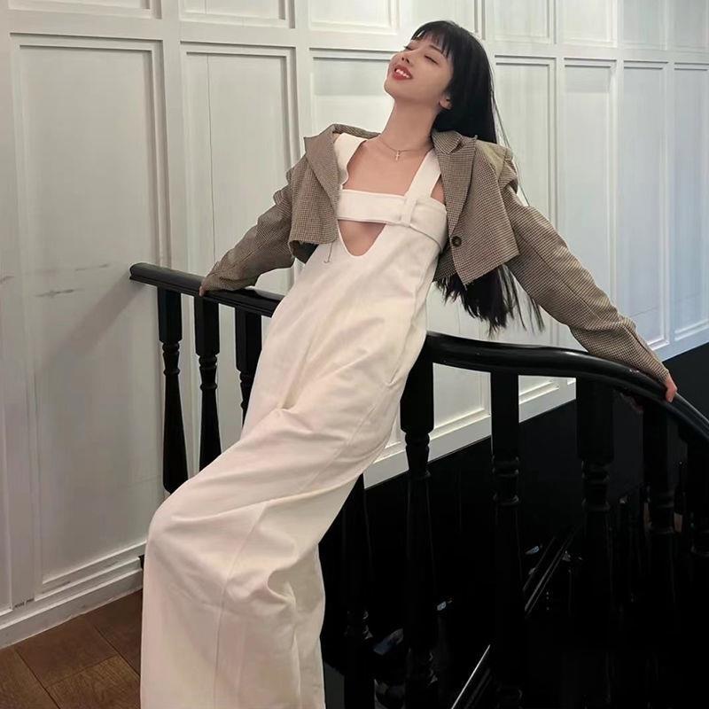 Bộ Áo Liền Quần Cổ Chữ V Phong Cách Hồng Kông Cổ Điển Thời Trang Mùa Xuân Dành Cho Nữ 2022