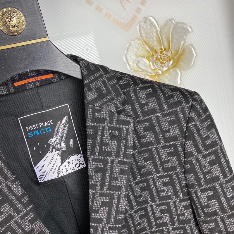 Áo khoác vest blazer nam Fendi FD họa tiết FD sang trọng lịch lãm 2021