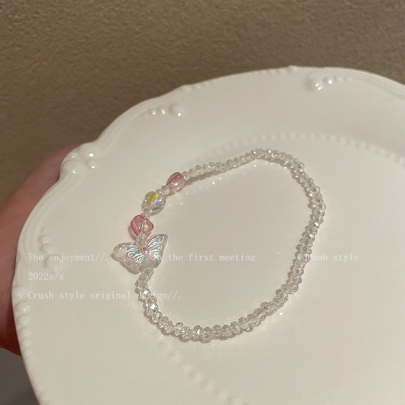 Vòng Tay Chuỗi Hạt Acrylic Nhiều Màu Sắc Hình Bướm Phong Cách Hàn Quốc