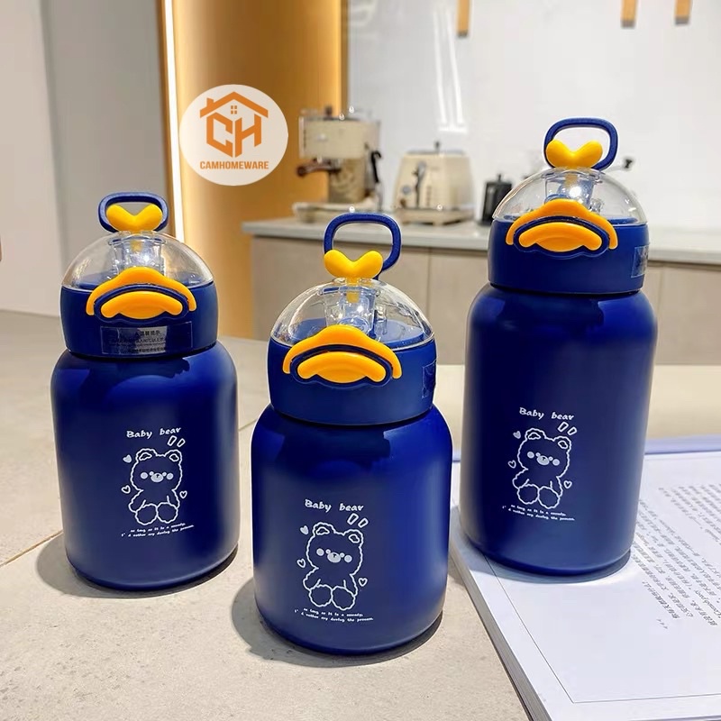 Bình Nước Giữ Nhiệt Lõi Inox Có Ống Hút Hình Ngộ Nghĩnh