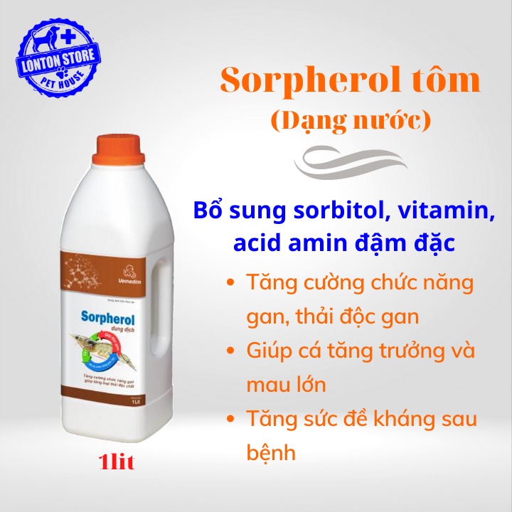 VEMEDIM Sorpherol tôm, dưỡng chất tăng cường chức năng gan, giúp tăng loại thải độc chất cho tôm, chai 1lit